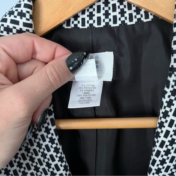 Apt. 9 Houndstooth Style Checkered Black & White Blazer Jacket Size 8 Petite - Picture 10 of 16